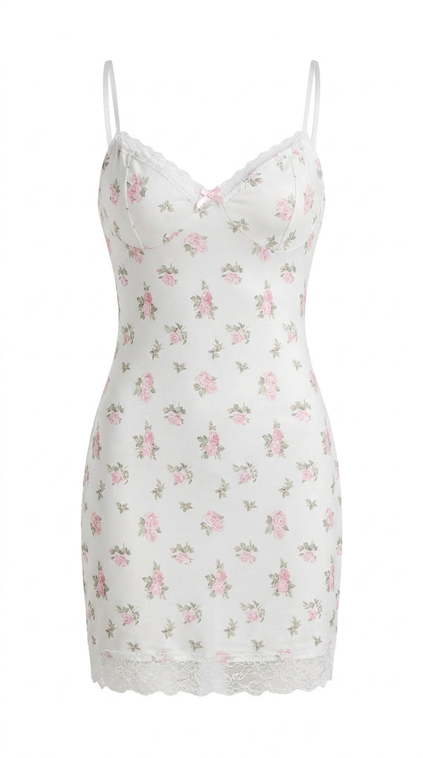New sexy floral contrasting lace stitching sexy low-cut suspender-covering skirt