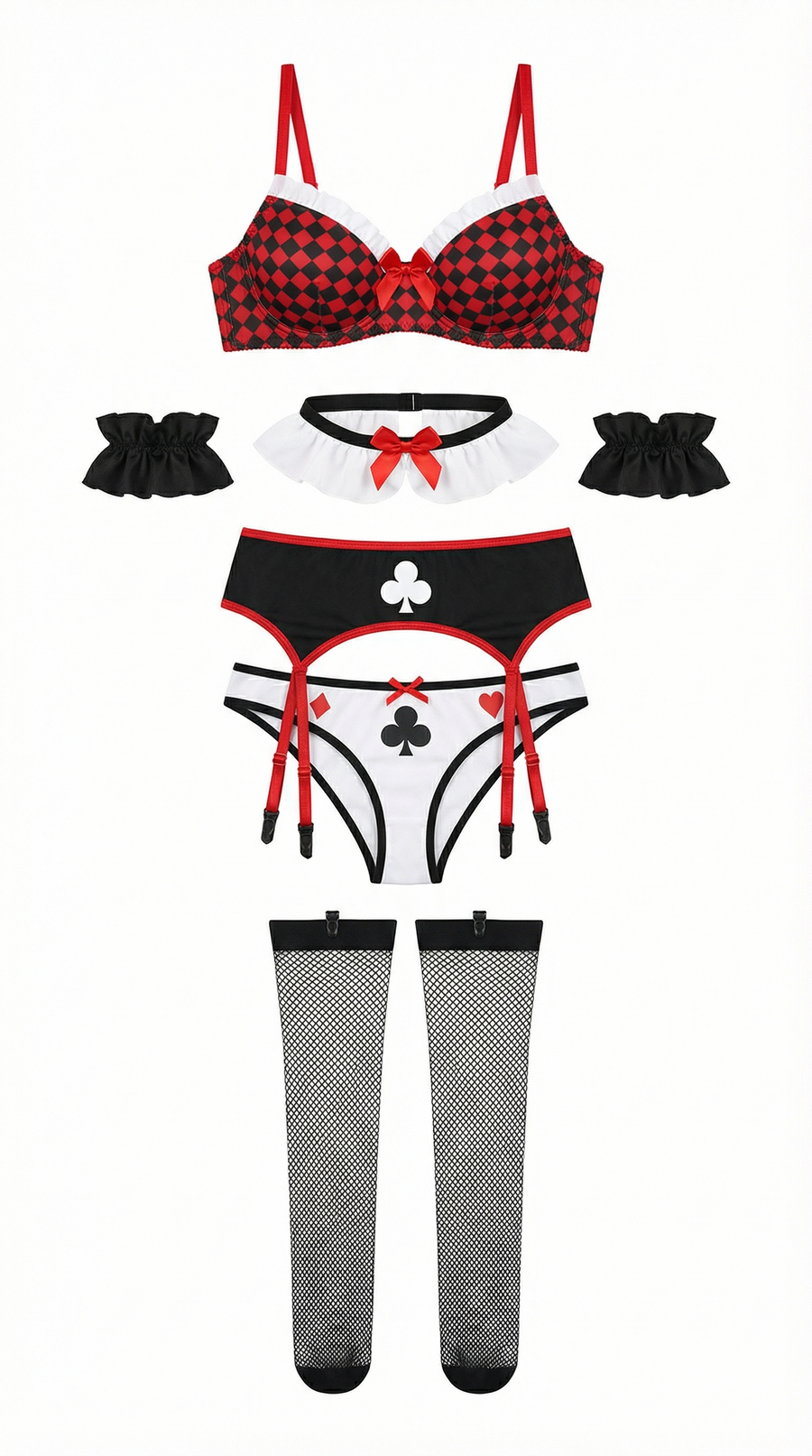 Mesh Queen Hearts Bra Set