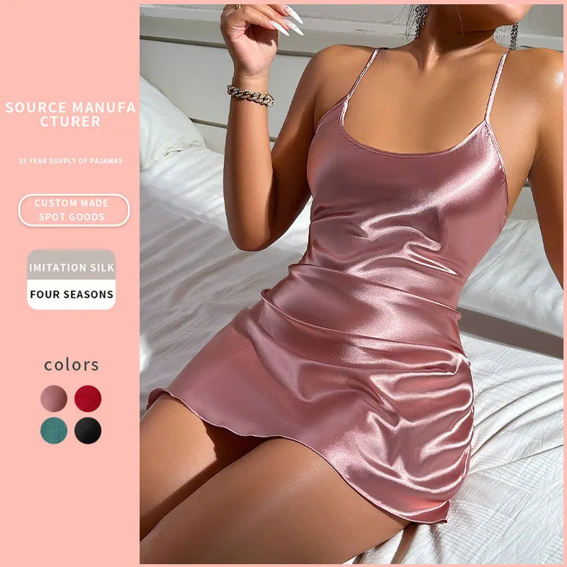 Pink Satin Slip Nightdress