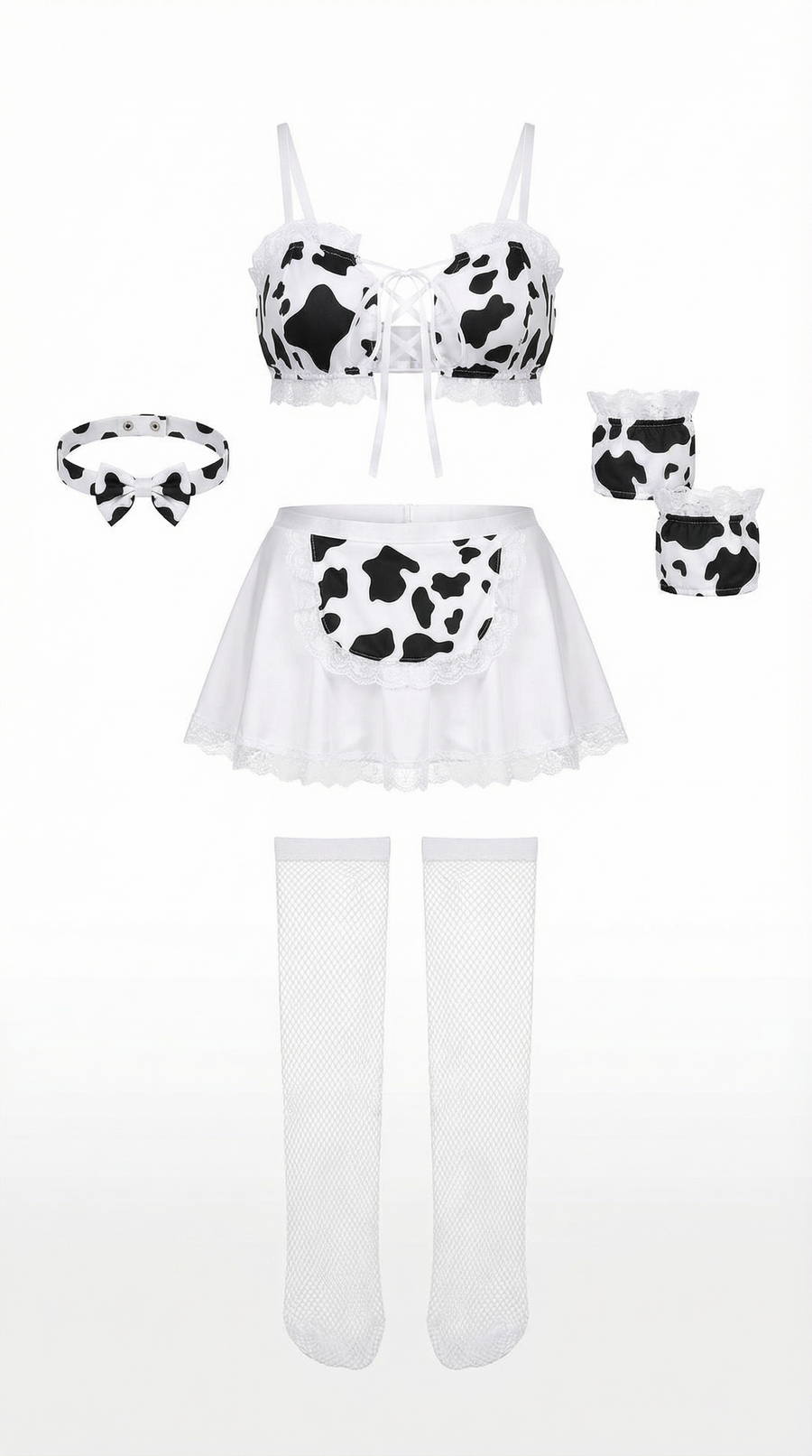 Lace Ruffle Dreamy Cow Lingerie Set