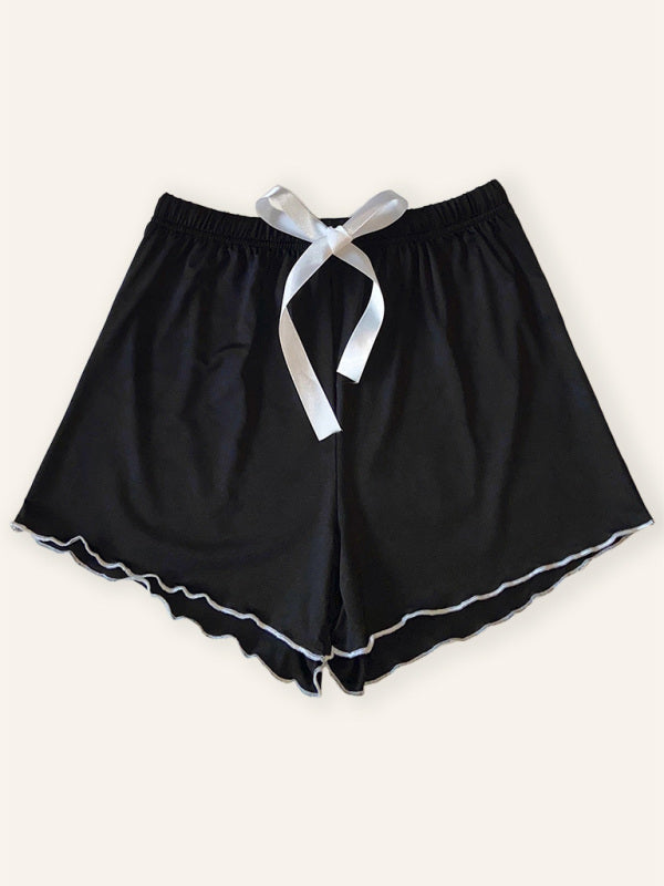 Black Knit Casual Comfort Pajama Set