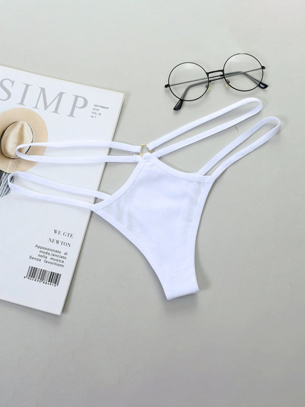 Sheer Cut-Out Strappy Low-Waist Triangle Bikini