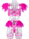 Sexy Lingerie-Lace Feather Sexy Lingerie Four-piece Set
