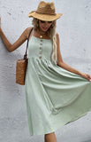 Women's Clothing Slim Fit Solid Color Cotton Linen Dress