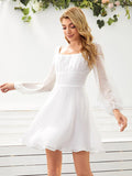 Women's Woven Chiffon Jacquard Elegant Long Sleeve Dress
