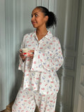 New long-sleeved printed pajamas slit irregular trousers loose suit home service