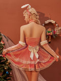 Women's Sexy Faux Fur Trim Lingerie Dress Set