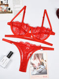 New women's sexy three-point erotic underwear with steel ring split temptation see-through suit