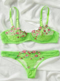 Sexy Floral Knit Lingerie Set in Polyester Fabric