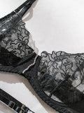 Elegant Floral Lace Woven Lingerie Set