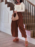 Women's elastic waist pleated high waist wide leg pants loose casual pants
