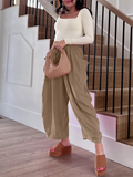 Women's elastic waist pleated high waist wide leg pants loose casual pants