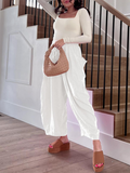 Women's elastic waist pleated high waist wide leg pants loose casual pants