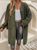 Casual Cardigan Button Pocket Trench Coat