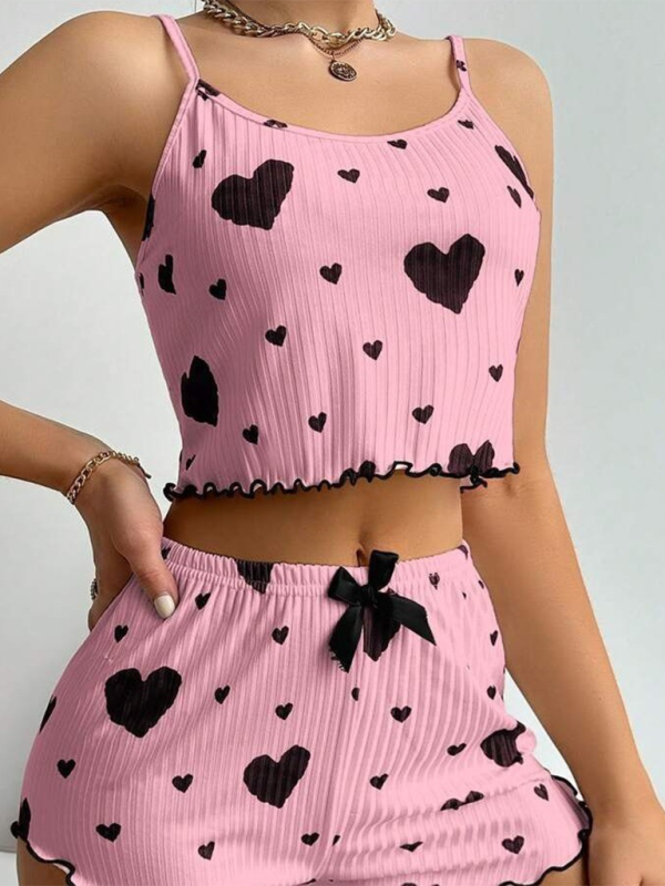 لانجيري Halloween Erotic Lingerie Christmas Love Print Sweet Suspender Shorts Set | شوباهوليك