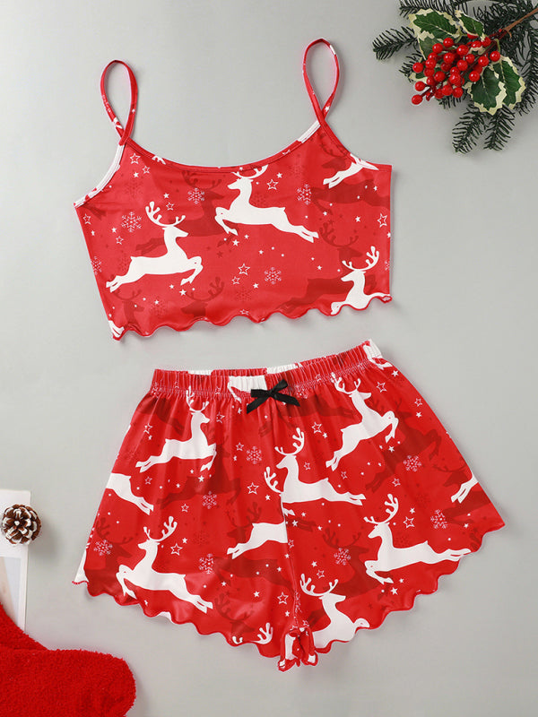 Christmas Sleeveless Santa Claus Pajama Set — 2 Pieces