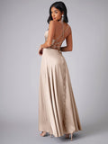 Women's sexy slim fit backless suspenders waist dress long dress