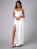Women's sexy slim fit backless suspenders waist dress long dress