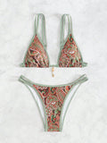 New Paisley floral print sexy strappy bikini
