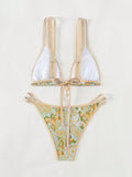 New Paisley floral print sexy strappy bikini