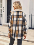 Casual autumn and winter coat contrast color plaid jacket casual lapel velvet coat