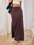 Solid color a-line knitted skirt