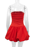 New women's sexy off-shoulder solid color tube top sleeveless bud dress