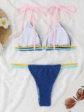 Sexy Thong Two-Piece Swimsuit Colorful Multi-String Swimsuit