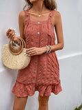 Women's suspender skirt solid color textured pleated dress