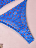 Valentine's Day heart-shaped print see-through sexy temptation three-point sexy underwear set