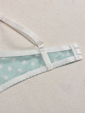 Valentine's Day heart-shaped print see-through sexy temptation three-point sexy underwear set