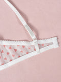 Valentine's Day heart-shaped print see-through sexy temptation three-point sexy underwear set