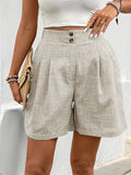 Elastic waist solid color casual shorts versatile and comfortable straight women's shorts