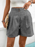 Elastic waist solid color casual shorts versatile and comfortable straight women's shorts