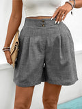Elastic waist solid color casual shorts versatile and comfortable straight women's shorts