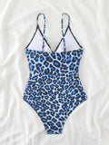 Sexy hollow leopard print one-piece swimsuit