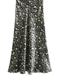 Leopard print two-tone hip skirt
