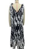 Lace-up women's long dress V-neck sleeveless printed dress