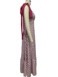 Lace-up women's long dress V-neck sleeveless printed dress