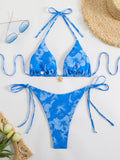 Floral print halterneck bikini