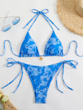 Floral print halterneck bikini