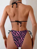 Zebra print halter bikini