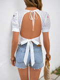 Fashionable Puff Sleeve Heart Square Neck Shirt