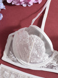 Lace Embroidered Bra Sexy Lingerie 4-piece Set
