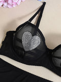 Love Heart Sticker Diamond Sexy Lingerie Set