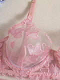 Heart-shaped embroidered sexy lingerie four-piece set