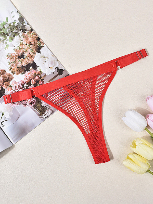 Mesh Sheer Low-Waist Adjustable Panties