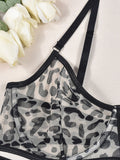 Leopard print polka dot sexy ultra-thin see-through mesh underwear set (including neck and anklets)