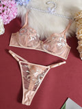 Sexy lingerie embroidery three piece set