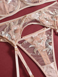 Sexy lingerie embroidery three piece set